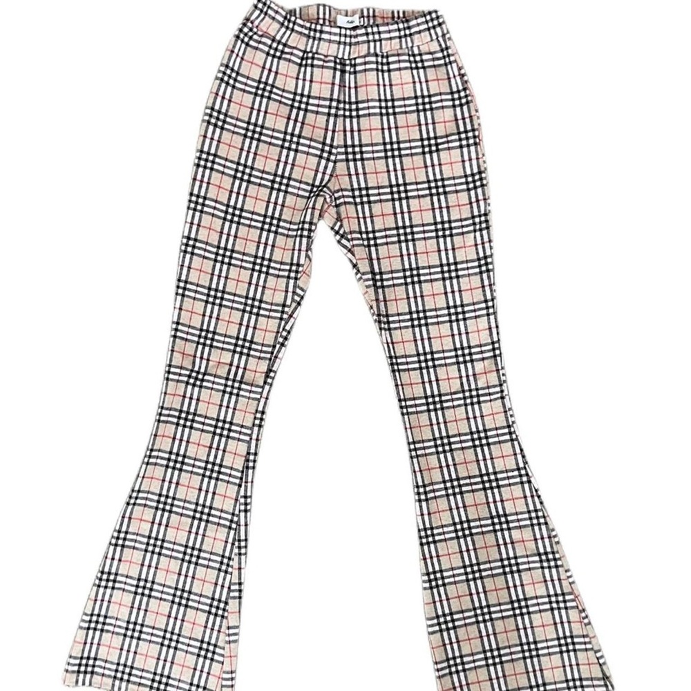 Adika ‘Burberry Style’ Plaid Flared Pants. Size XS.